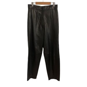 Vintage Donna Pelle Black Tapered Leg High Rise Leather Pants Size 10